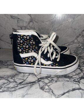 Girls Size 12 Toddler Floral Vans High Top Sneakers Very Good Condition